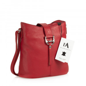 Geanta dama de umar din piele naturala DiAmanti Fabia Rosso